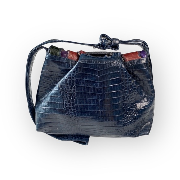 Vintage: Sharif ♕ Rainbow Snakeskin Leather Patchwork Crossbody Bag Handbag ♕ - Picture 5 of 16